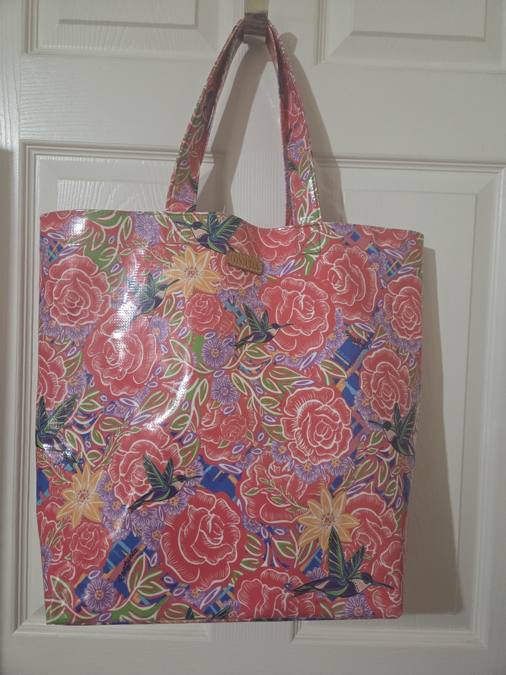Consuela Coral Floral Coated Canvas Tote